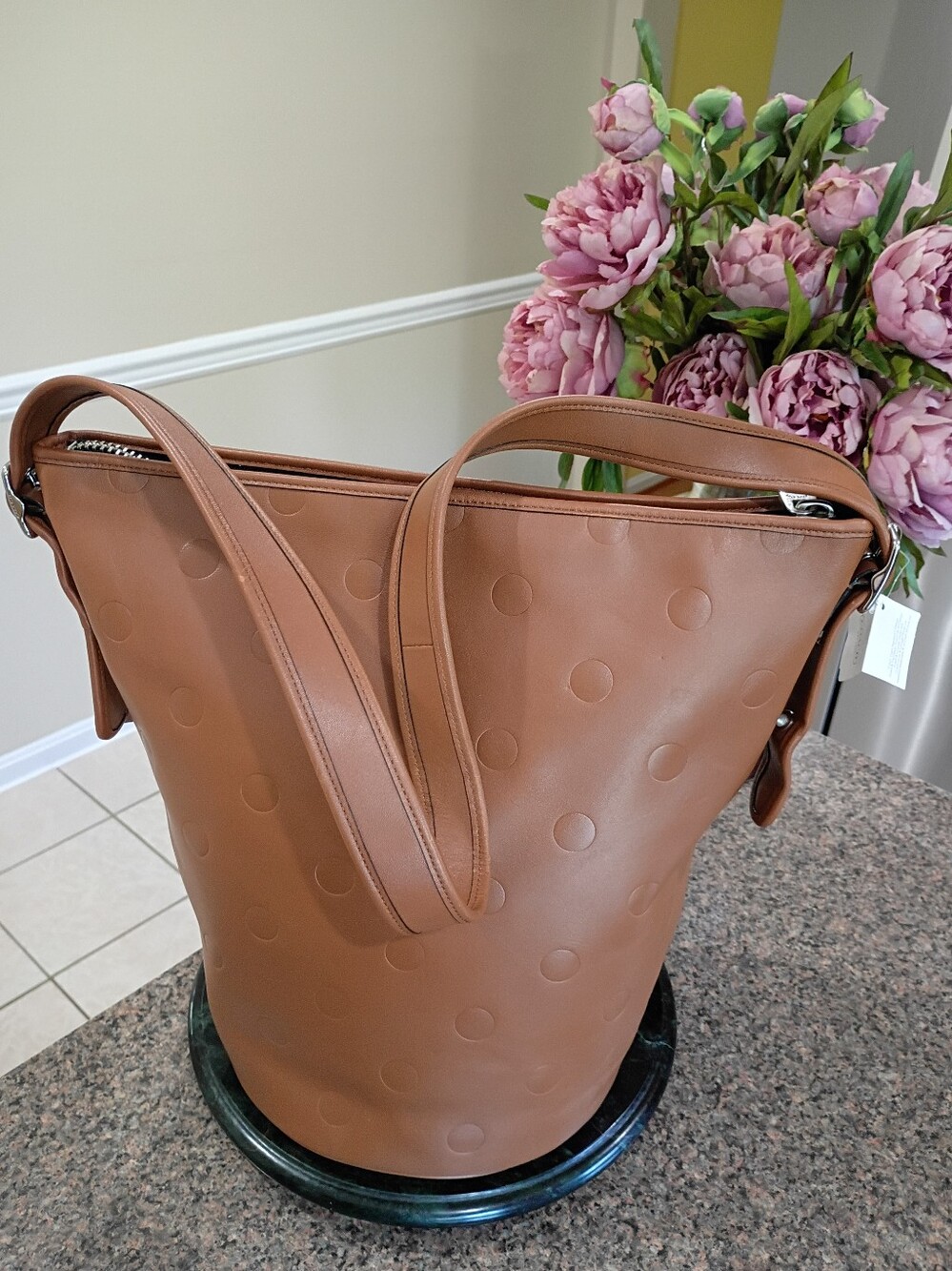 NWT Coach Limited Edition Saddle Dot Leather Duffle Bucket - Picture 15 of 16